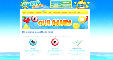 Costa Bingo Desktop Site